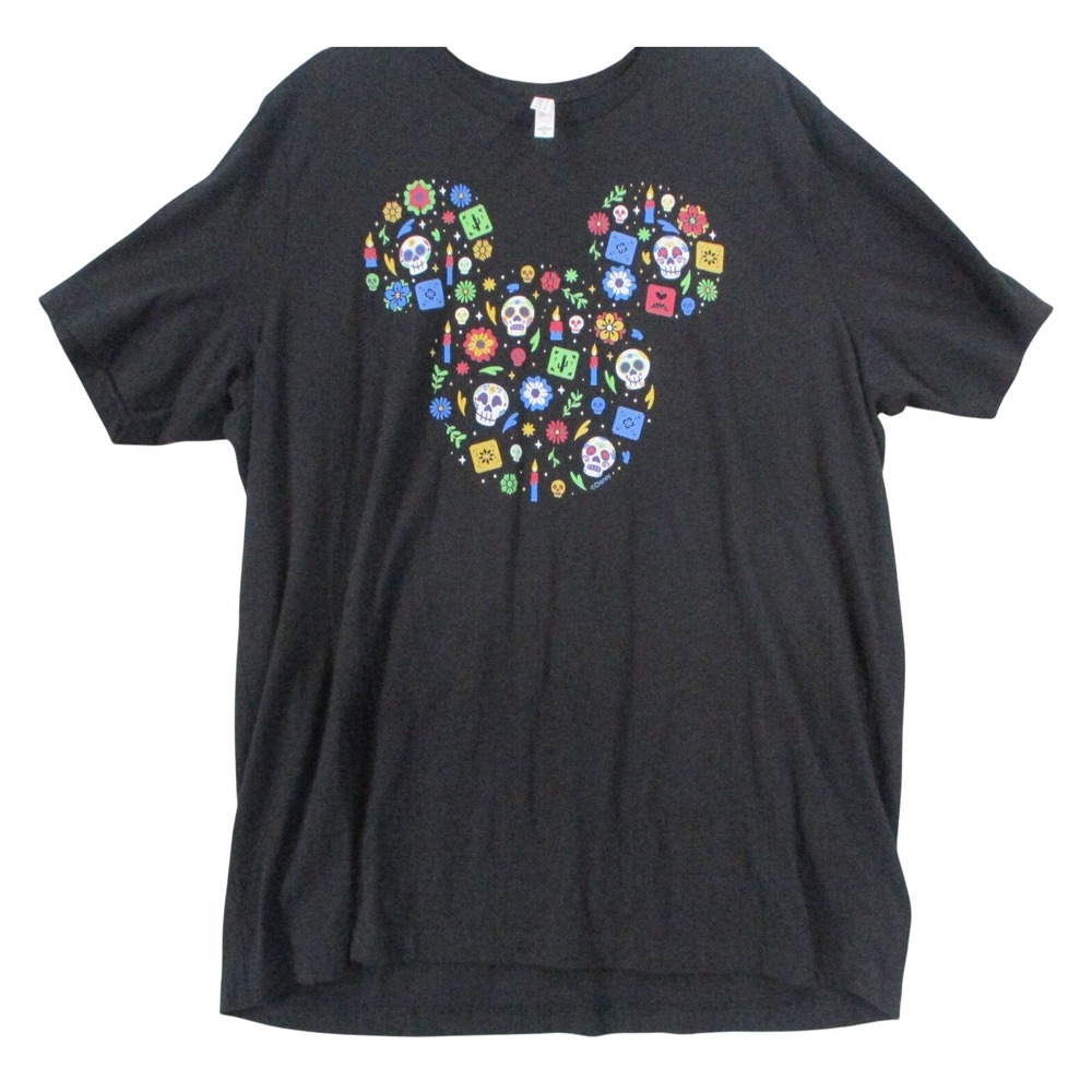 Disney Mickeyā Mouse Sugar Skull Dia de los Muertos Black Graphic T-Shirt XL